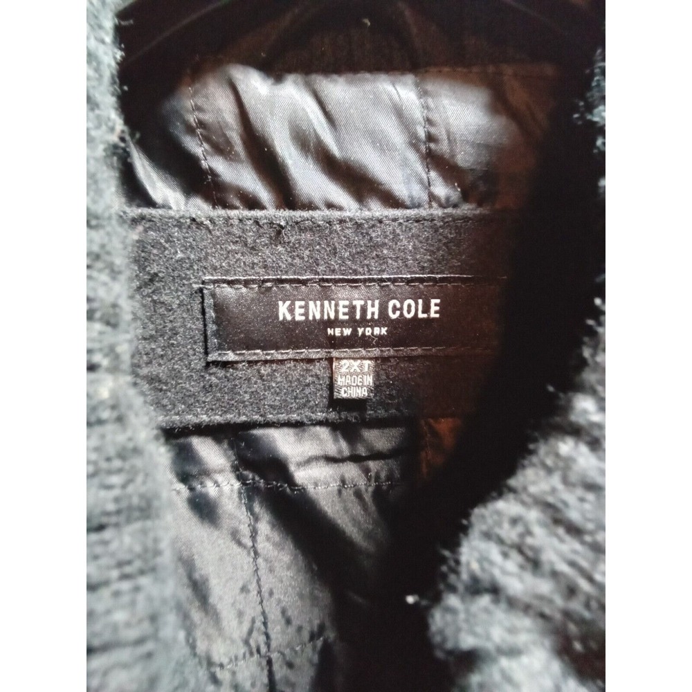 Kenneth Cole New York‎ Mens Black Wool Blend Pea Coat Zip Bib Insert 2XT Tall